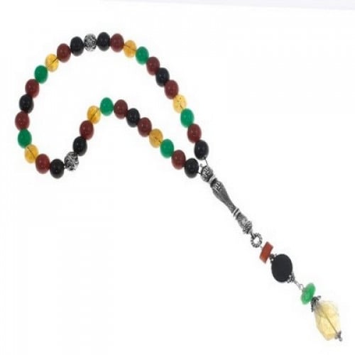 سبحة عقيق متعدد الالوان