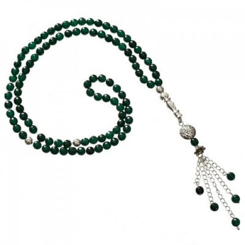 سبحة حجر طبيعى اخضر اللون