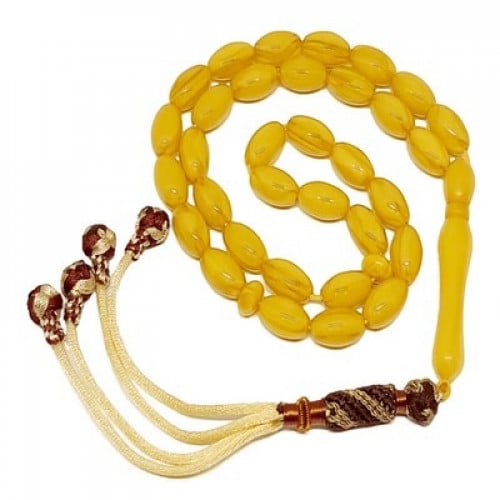 سبحة تراب كهرمان اصفر اللون