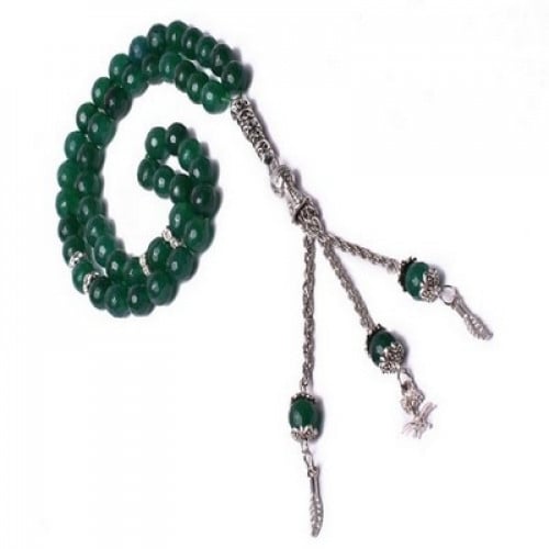 سبحة اجات دائرية خضراء اللون