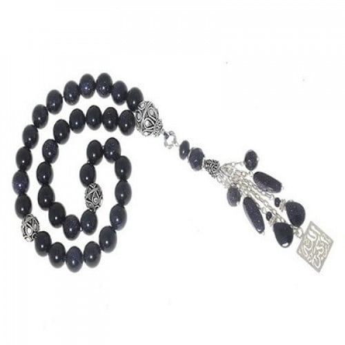 سبحة حجر القمر مع الفضة