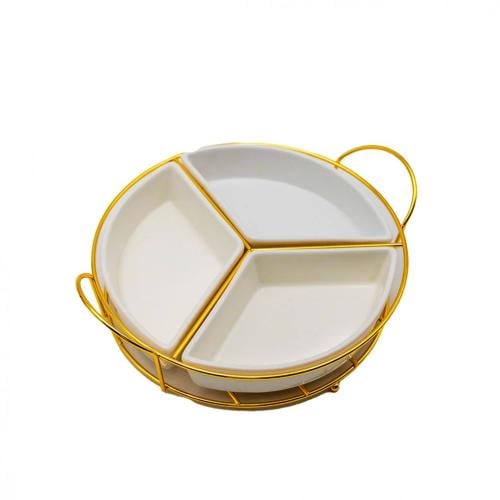 صحن مكسرات مقسم - ابيض