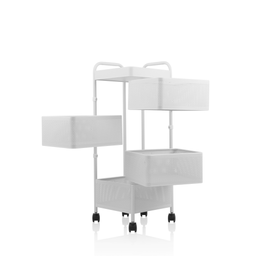 ارفف حديد متحرك 4 دور مربع ابيض