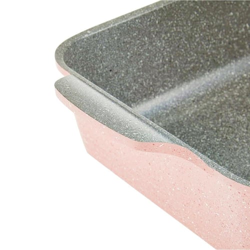 صواني كوري جرانيت مستطيل وسط وردي