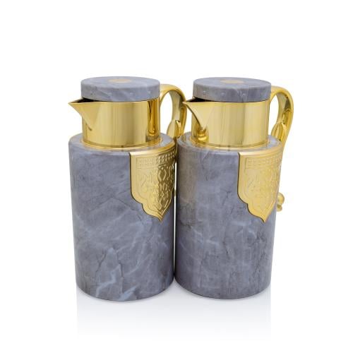 ترامس فخامة طقم 2 حبة لؤلؤي ماربل مذهب