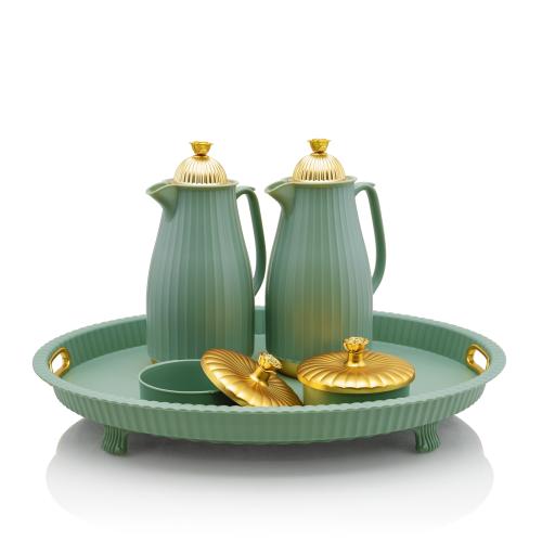 طقم ترامس + صحن تقديم + سكرية + تمرية