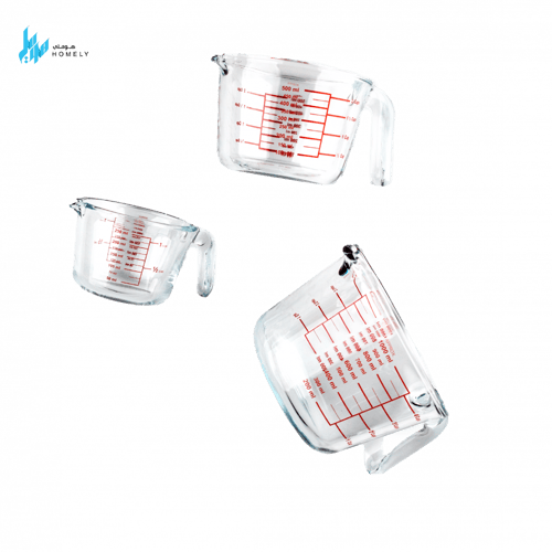 طقم 3 أكواب زجاج قياس حراري