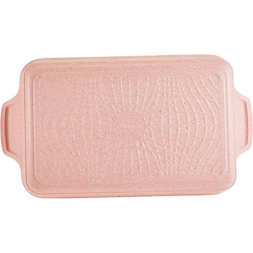 صواني كوري جرانيت مستطيل صغير وردي