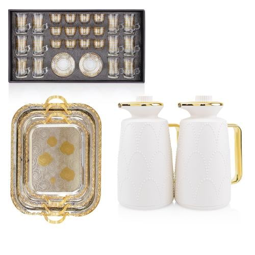 طقم ثلاجات كارين 2 حبة لؤلؤي مذهب + صحن تقديم طقم...