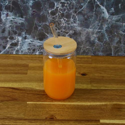 كاسة بمصاص زجاج غطاء خشبي