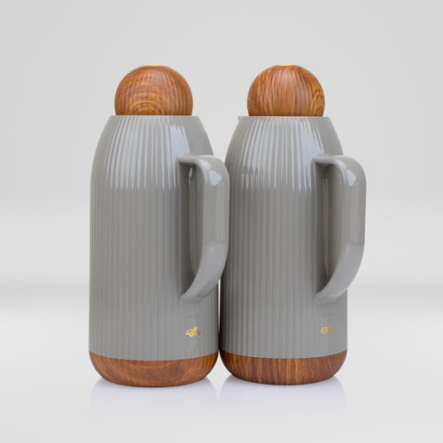 طقم ثلاجة ديفا رمادي غامق مع خشبي