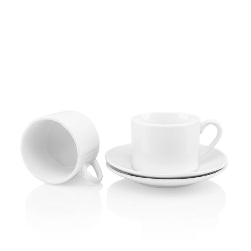 طقم فناجين أبيض قهوة تركي سيراميك مع صحن 2 حبة