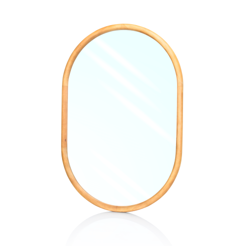 مراية جدار بيضاوي بإطار خشبي