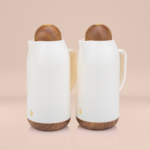 طقم ثلاجة ديفا لؤلؤي مع خشبي