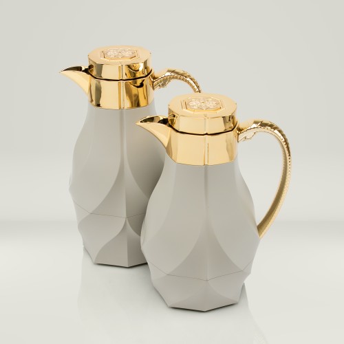 ترامس كنداء رمادي فاتح مذهب طقم 2 حبة