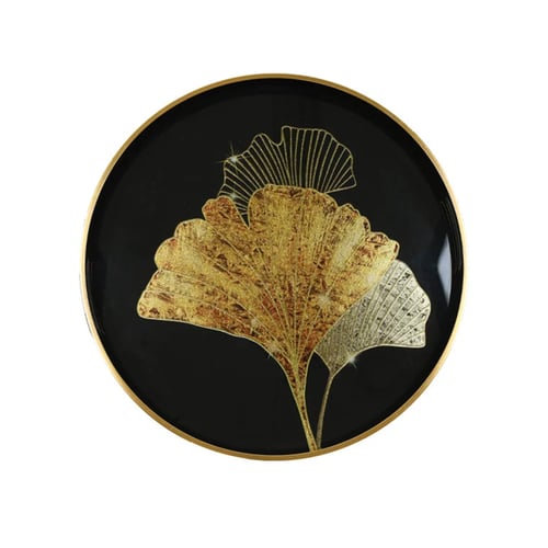 طقم صحون تقديم زجاج وأطراف خشبية 2 حبة