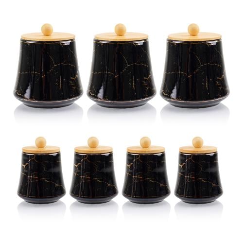 علب بهارات سيراميك 7 قطع أسود