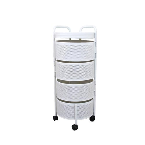 ارفف حديد متحرك 4 دور مدور ابيض