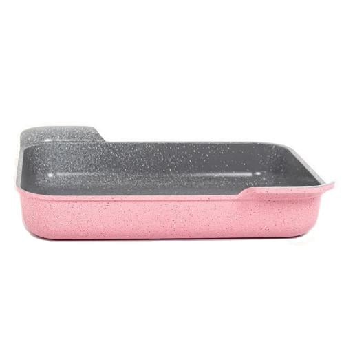 صواني كوري جرانيت مستطيل كبير وردي