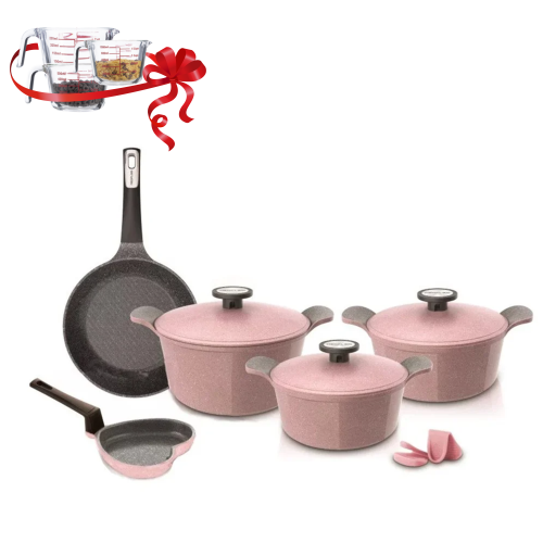 طقم قدور نيوفلام اكسترما 8 قطع وردي