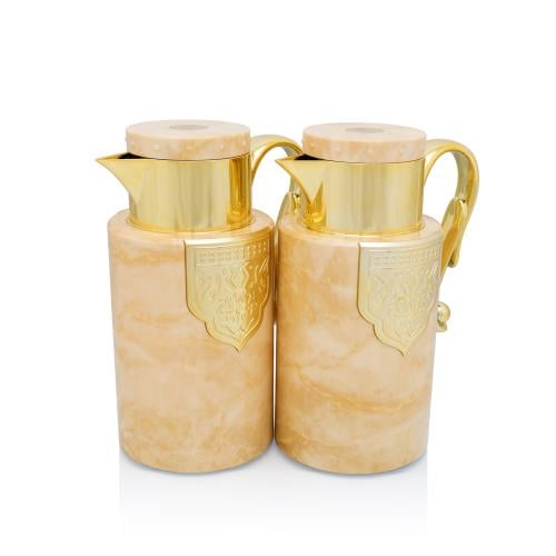 ترامس فخامة طقم 2 حبة بيج ماربل مذهب