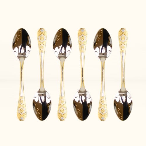 ملاعق حلا ذهبي وفضي صغير