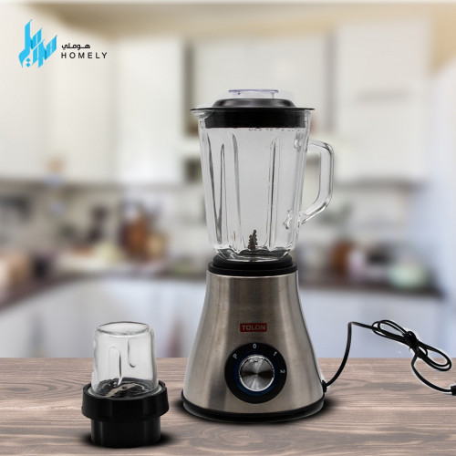خلاط TOLON بلمبة سرعتين 400 واط جك زجاج مع مطحنة