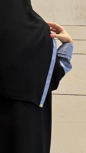 Black Half Bisht with Blue cuffs