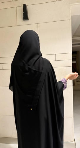 Black Bisht with Lavender Tricot Sleeves