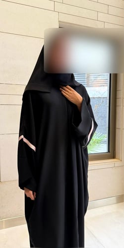 Half Black Bisht with Baby Pink and Wide Sleeves