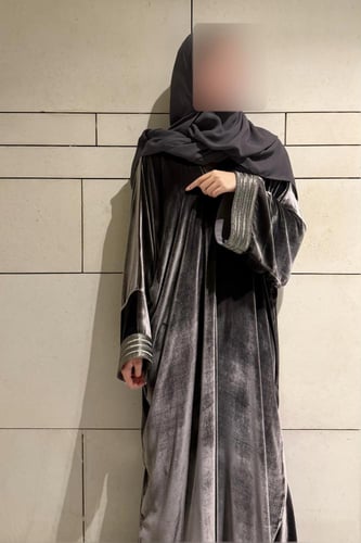 Quarter Bisht – French Grey Silk Velvet with Gray...