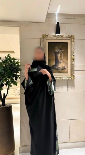 Black Bisht Lined In Black Green Print