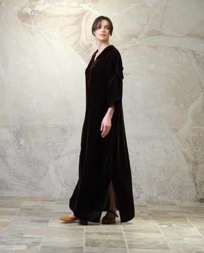 Hooded Dress – Chocolate Brown Velvet