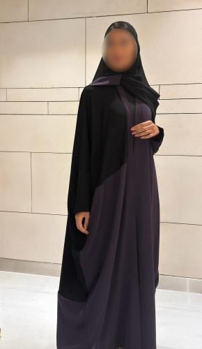Contrast half Bisht Black and Purple