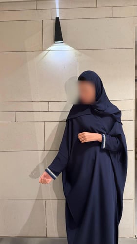 Navy Half Bisht with Fringe sleeves