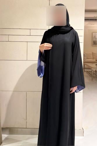 Black A-Line Chiffon with Printed Silk Lining