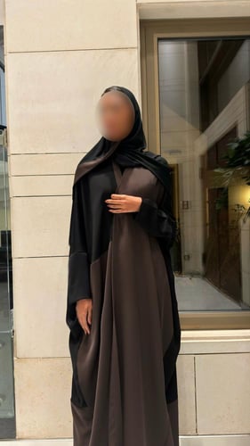 Contrast half Bisht Black and Brown