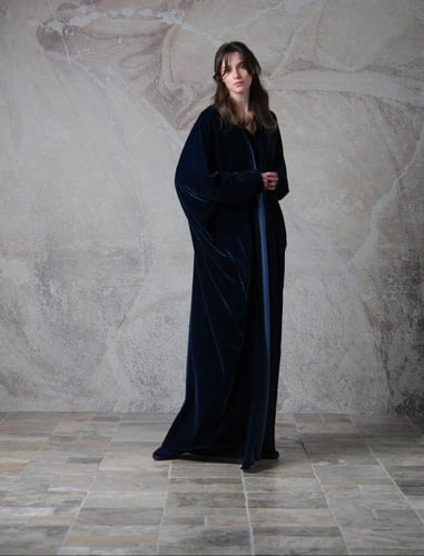 Half Bisht – Navy Japanese Velvet