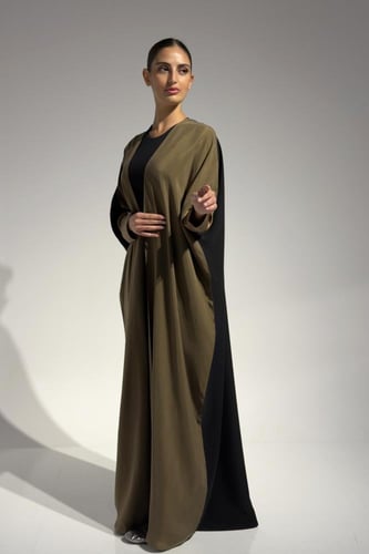 Half Bisht – Washed Japanese Silk in Olive Antique...