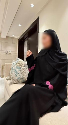 Black Half Bisht With Tricot Fuchsia Trim