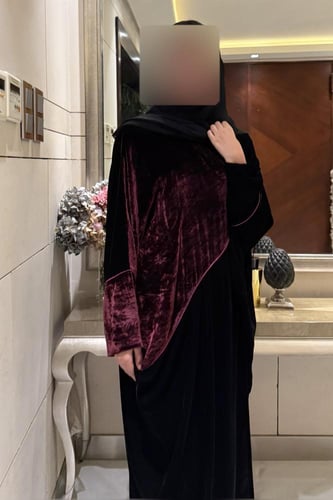 Half Bisht – Black Velvet with Japanese Burgundy S...