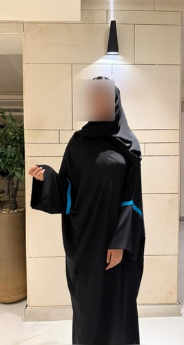 Half Black Bisht with Blue and Wide Sleeves
