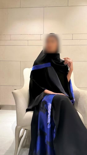 Black Bisht Lined In Black Royal Blue Print