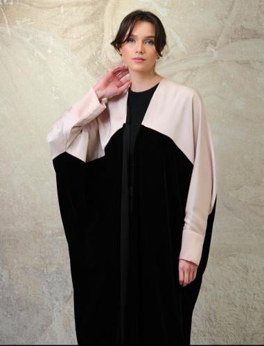 Bisht Black Velvet with Pink Silk