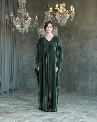 Half Bisht –Japanese Green Velvet