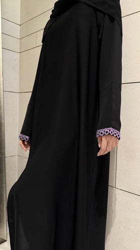 Black A line with Lavender Tricot trim