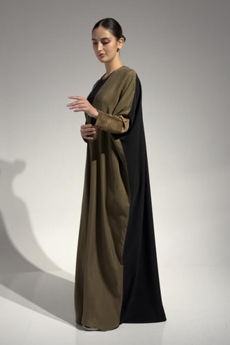 Half Bisht – Washed Japanese Silk in Olive Antique...