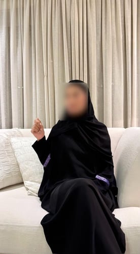 Black Half Bisht With Purple Sequins