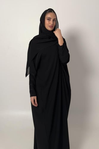 Half Bisht – Black with Long Embroidered Black Sle...