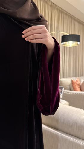 Brown A line Velvet with Bell Sleeves Lined in Fuc...